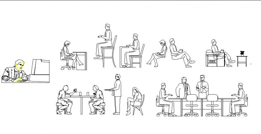 Miscellaneous office people blocks cad drawing details dwg file