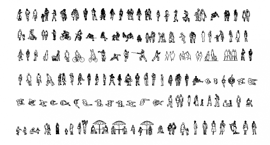 Miscellaneous people act and pose blocks cad drawing details dwg file