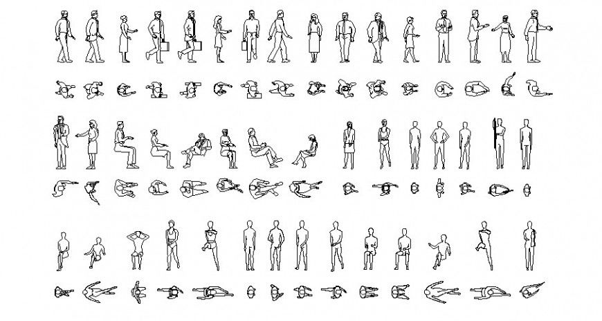 Miscellaneous people act blocks elevation cad drawing details dwg file