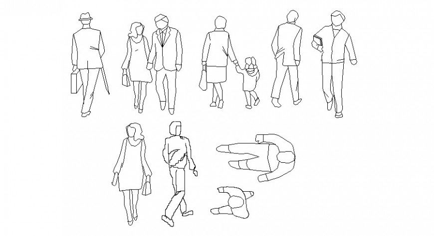 Miscellaneous people act elevation blocks details dwg file