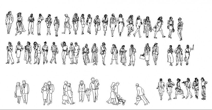 Miscellaneous people and couple blocks cad drawing details dwg file