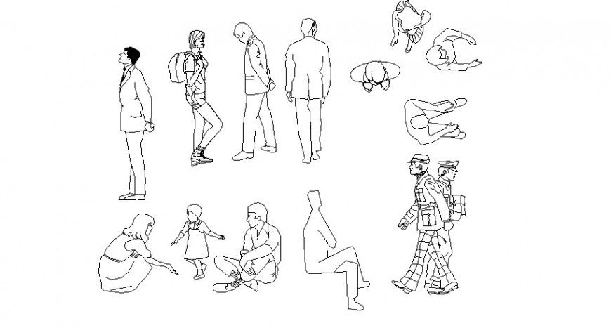 Miscellaneous people figure blocks cad drawing details dwg file