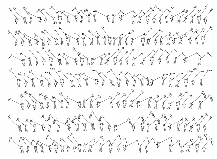 Miscellaneous people with kites elevation blocks cad drawing details dwg file