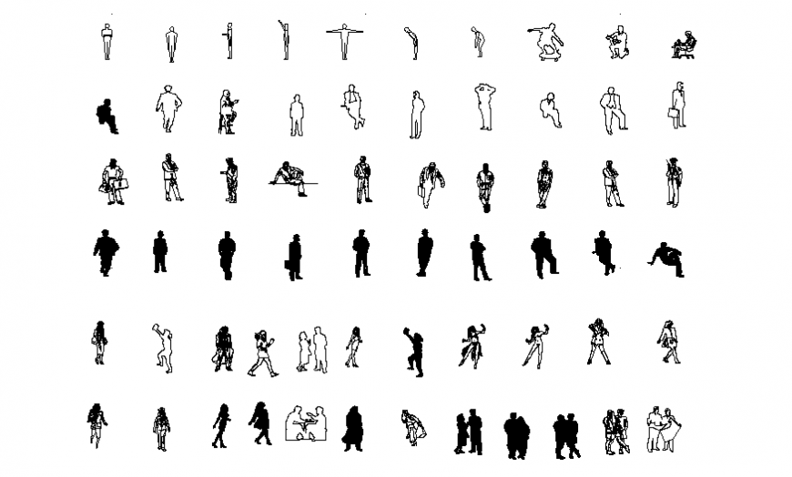 Miscellaneous posing people act blocks cad drawing details dwg file