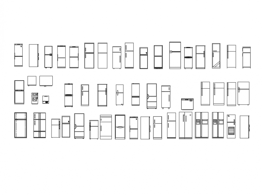 Miscellaneous refrigerators creative cad blocks cad drawing details dwg file