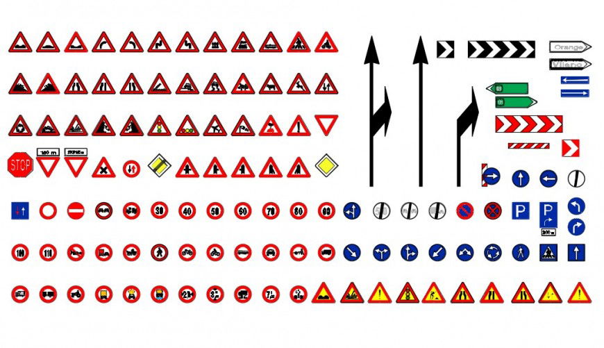 Miscellaneous road sign symbol block drawing details dwg file