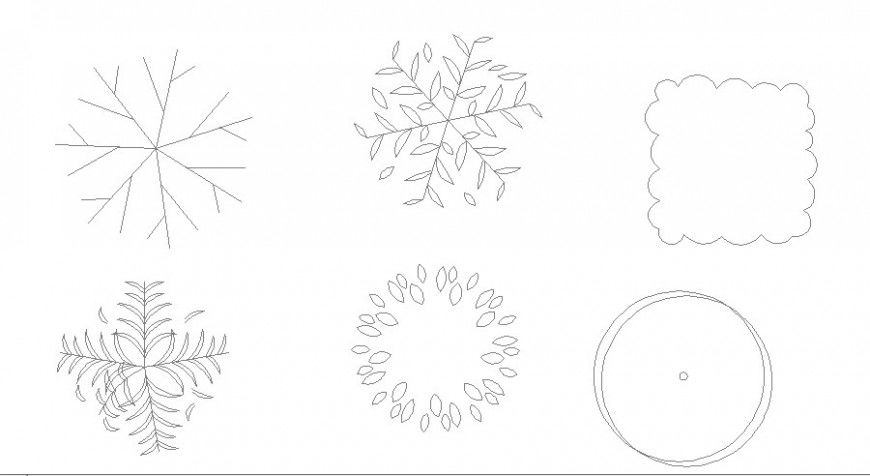 Miscellaneous small tree plant cad drawing details dwg file
