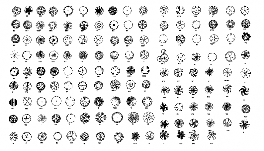 Miscellaneous small tree plants block cad drawing details dwg file