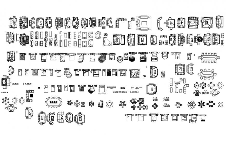 Miscellaneous sofa sets, beds and hotel furniture blocks cad drawing details dwg file