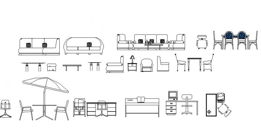 Miscellaneous sofa sets, tables and furniture blocks cad drawing details dwg file