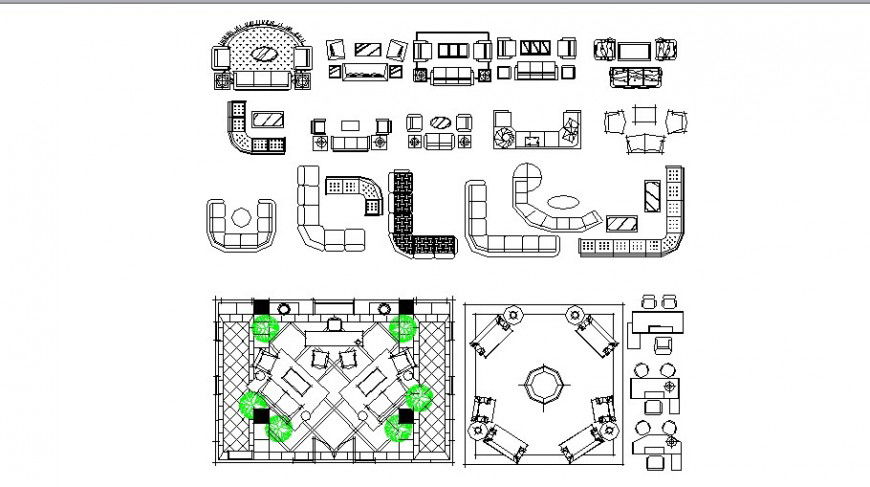 Miscellaneous Sofa Sets & Drawing Room Furniture DWG file