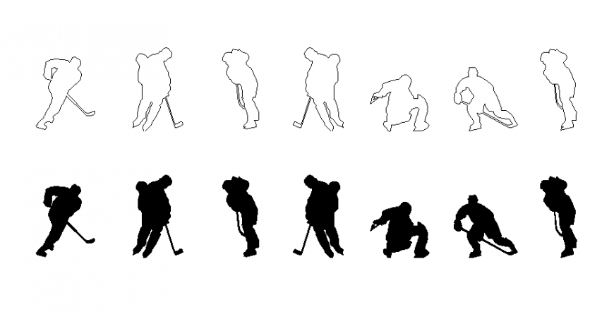 Miscellaneous sports people with hockey cad blocks details dwg file