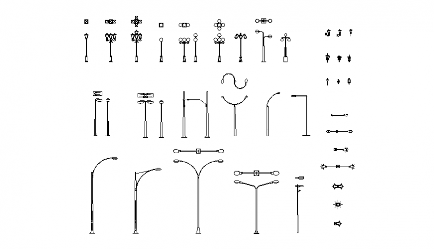 Miscellaneous street light poles blocks cad drawing details dwg file