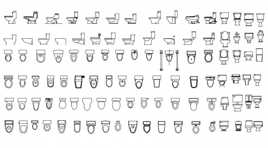 Miscellaneous toilet sheet 2d blocks cad drawing details dwg file