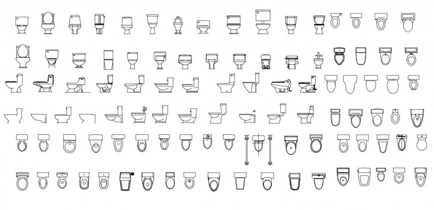 Miscellaneous toilet sheet 2d elevation blocks drawing detail dwg file