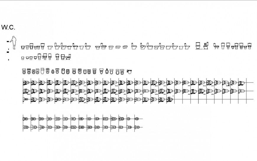 Miscellaneous toilet sheet elevation blocks cad drawing details dwg file