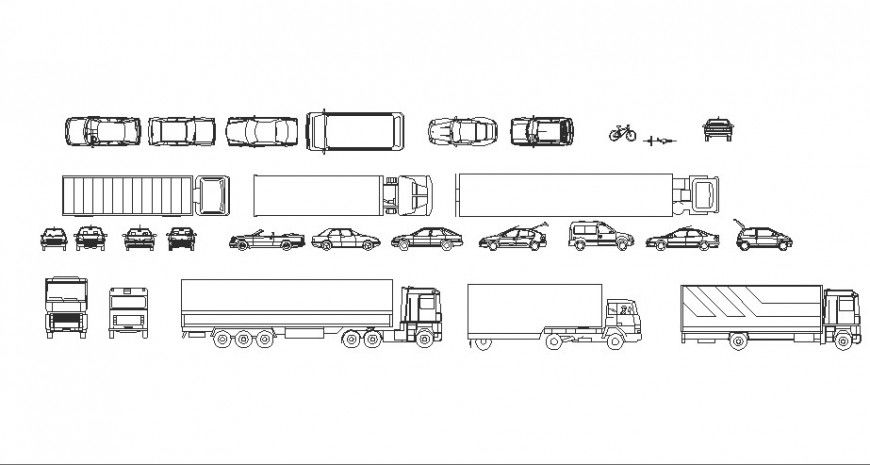 Miscellaneous transportation vehicle blocks cad drawing details dwg file