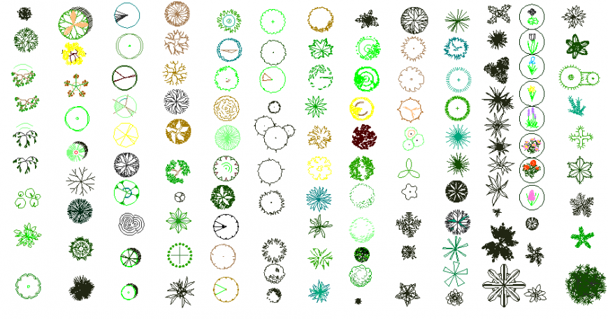 Miscellaneous tree plants top view elevation cad block details dwg file