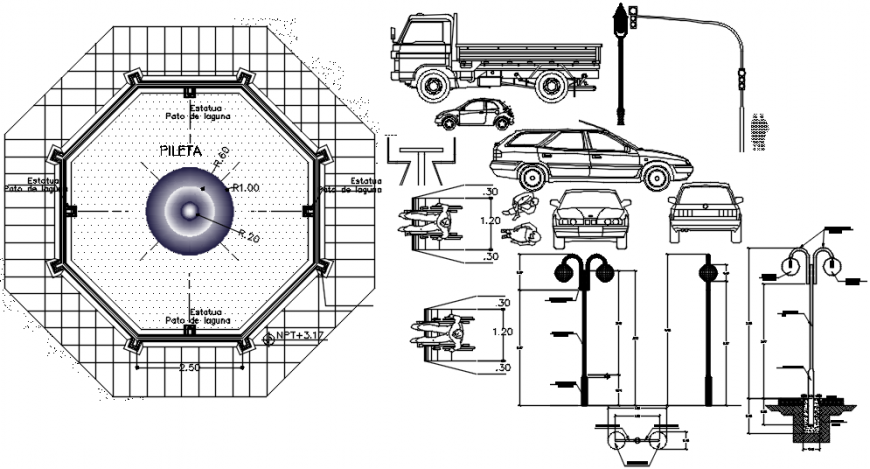 Miscellaneous vehicle and household blocks drawing details dwg file