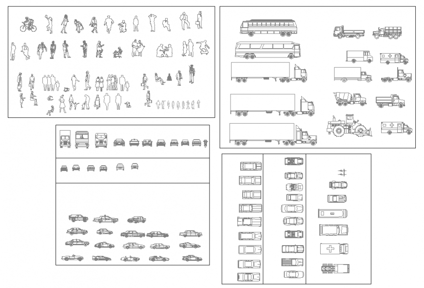 Miscellaneous vehicle blocks cad drawing details dwg file