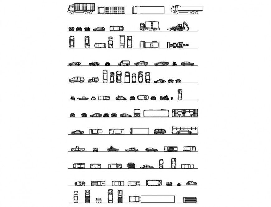 Miscellaneous vehicle elevation blocks cad drawing details dwg file