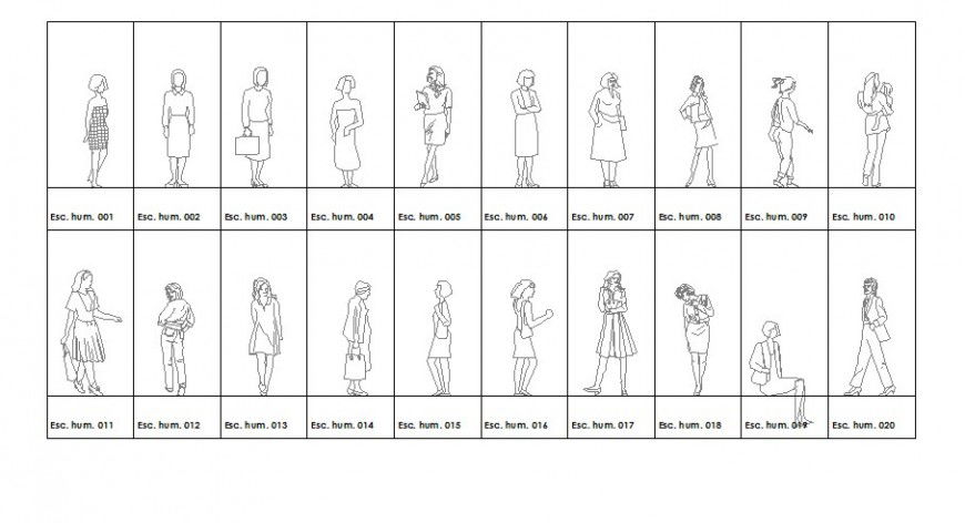 Miscellaneous women and men elevation blocks drawing details dwg file