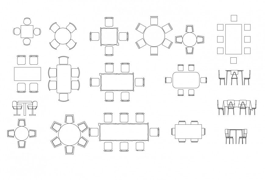 Miscellaneous wooden dining table elevation blocks cad drawing details dwg file