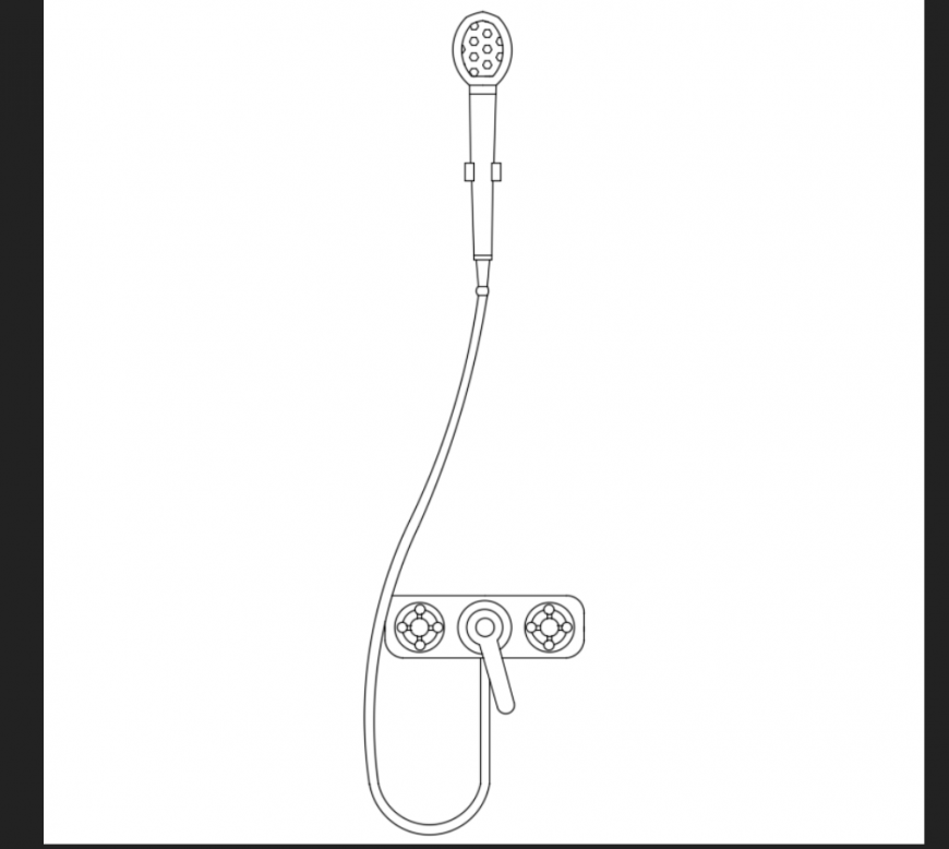 Mixer bathroom shower front view cad block design dwg file