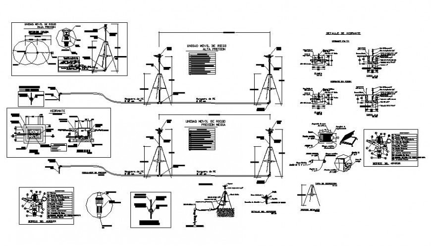 Mobile irrigation unit low pressure module and structure details dwg file
