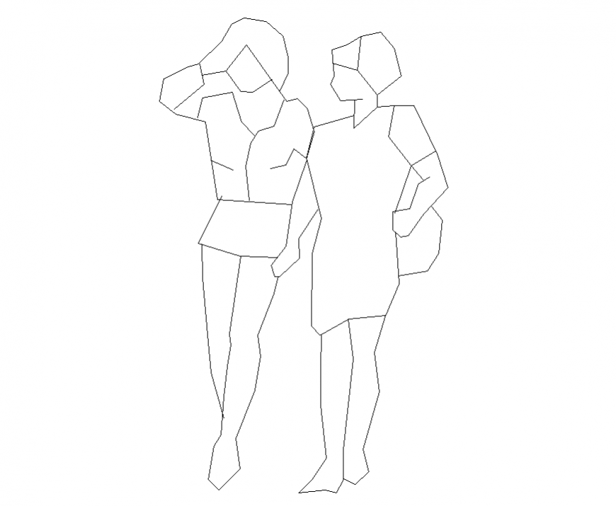 Model girls detail elevation 2d view layout file