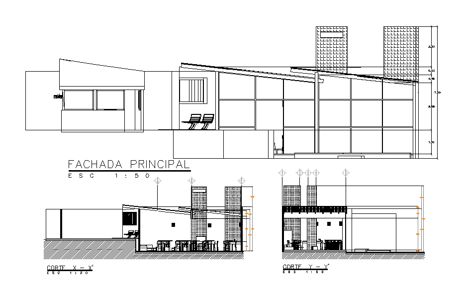 modern House Building Section And Elevation Drawing DWG File