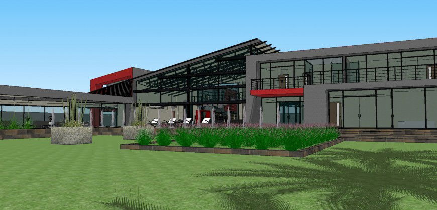 Modern 3d residential villa model cad drawing details skp file