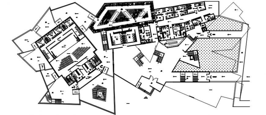Modern art museum distribution plan cad drawing details dwg file