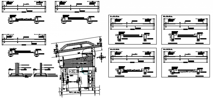 Modern bar beam schedule and construction details dwg file