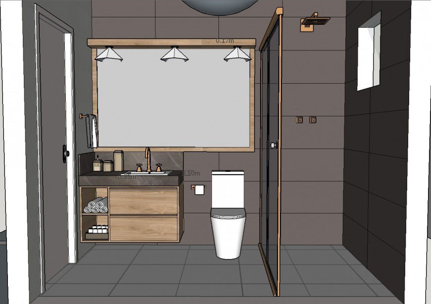 Modern bathroom 3d design with interior cad drawing details skp file