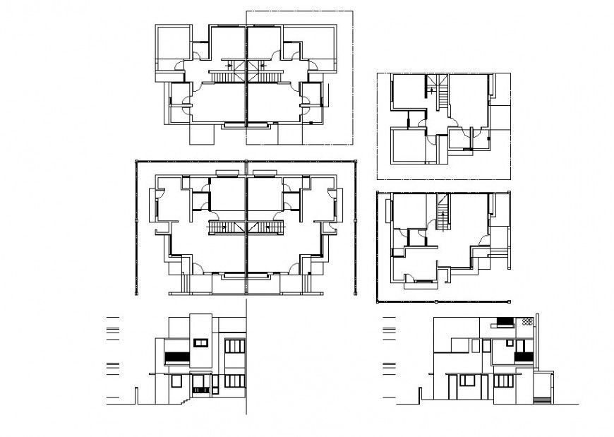 Modern bungalow construction plan in dwg AutoCAD file.