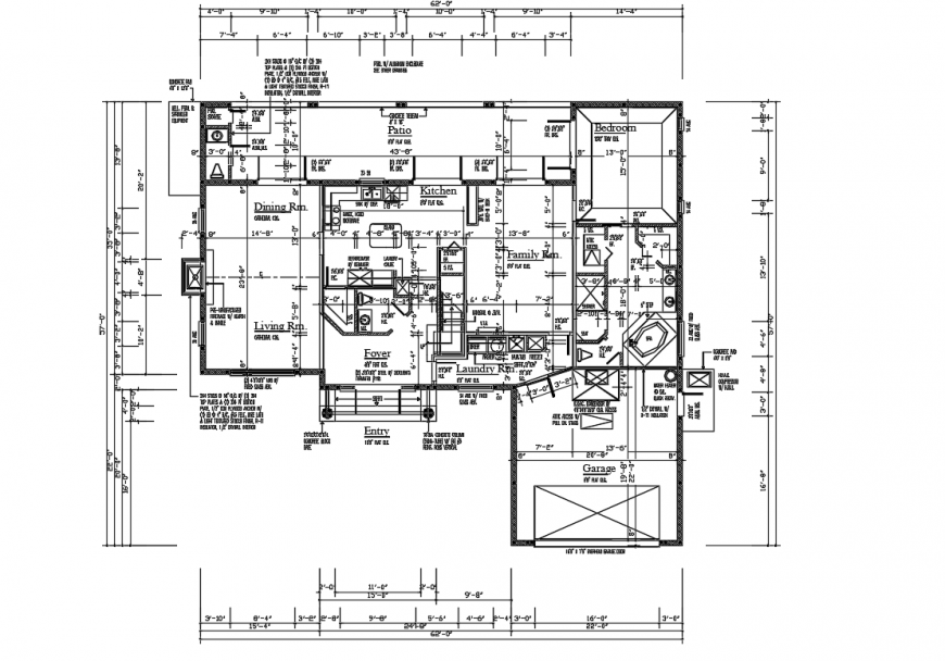 Modern Bungalow Lay-out detail in Autocad file