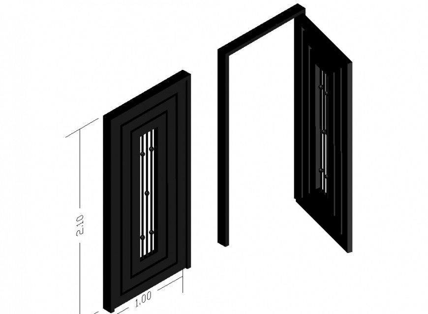Modern door block detailing dwg file
