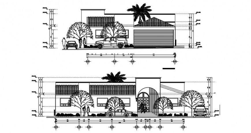 Modern drawing of residence elevation design