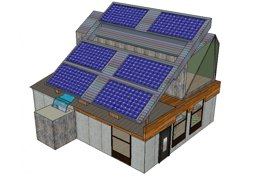 Modern ecological one family house 3d drawing skp file