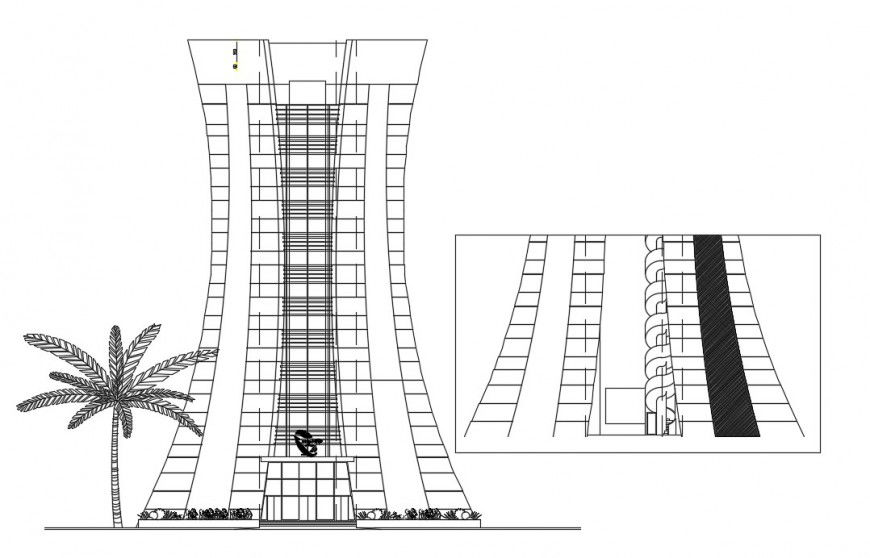 modern elevation drawing of building cad file
