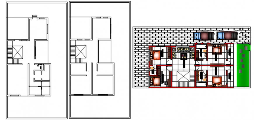Modern furniture detail of house 2d views