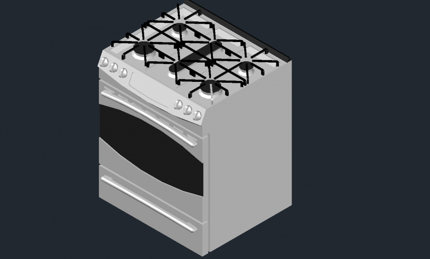 Modern gas stove 3d model cad drawing details dwg file