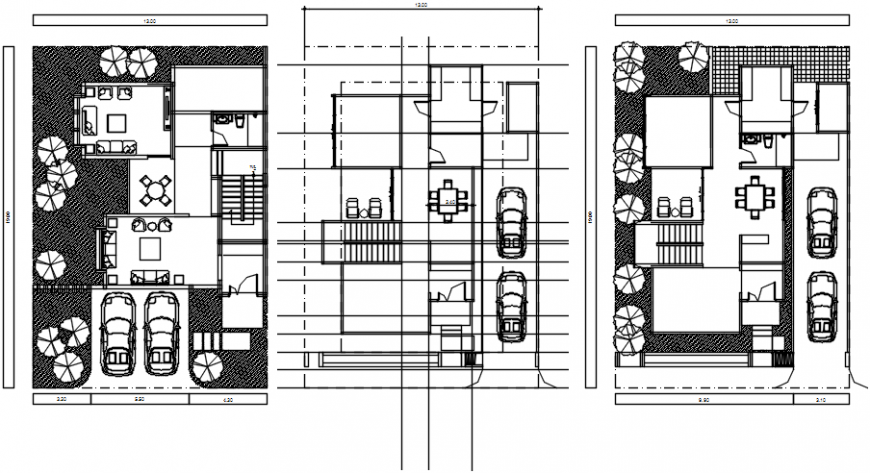 Modern home distribution plan drawing details with furniture layout dwg file