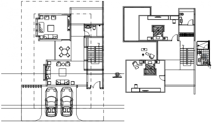 Modern home two story floor plan distribution drawing details dwg file