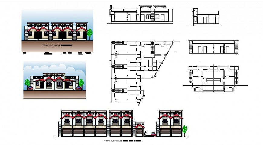 Modern house all sided elevation and auto-cad details dwg file