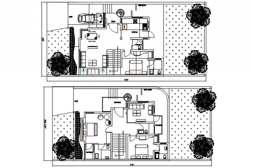 Modern house floor plan in AutoCAD 