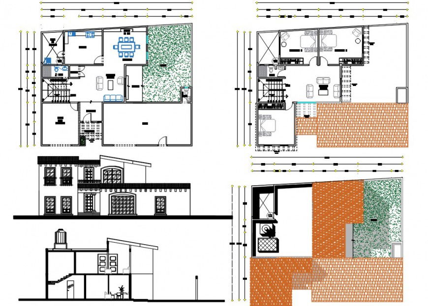 Modern house project detail cad file