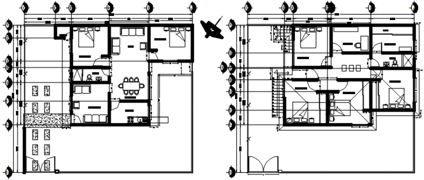 Modern house top view model details dwg file