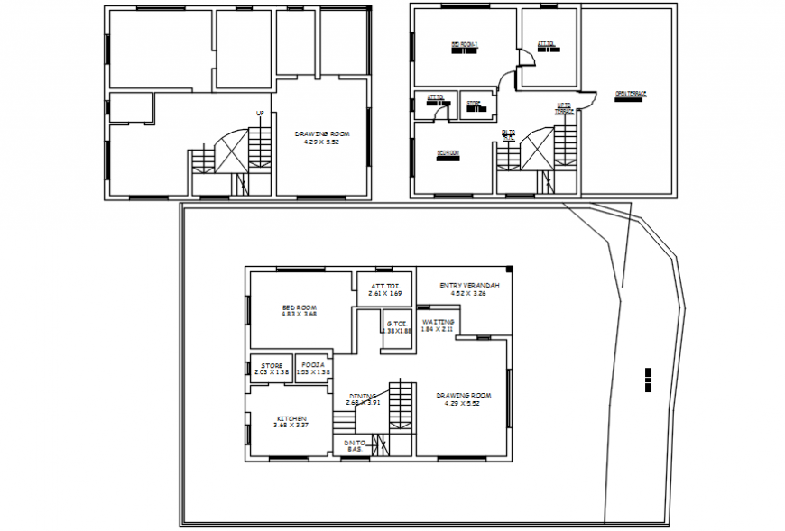 Modern house top view plan 2d detail